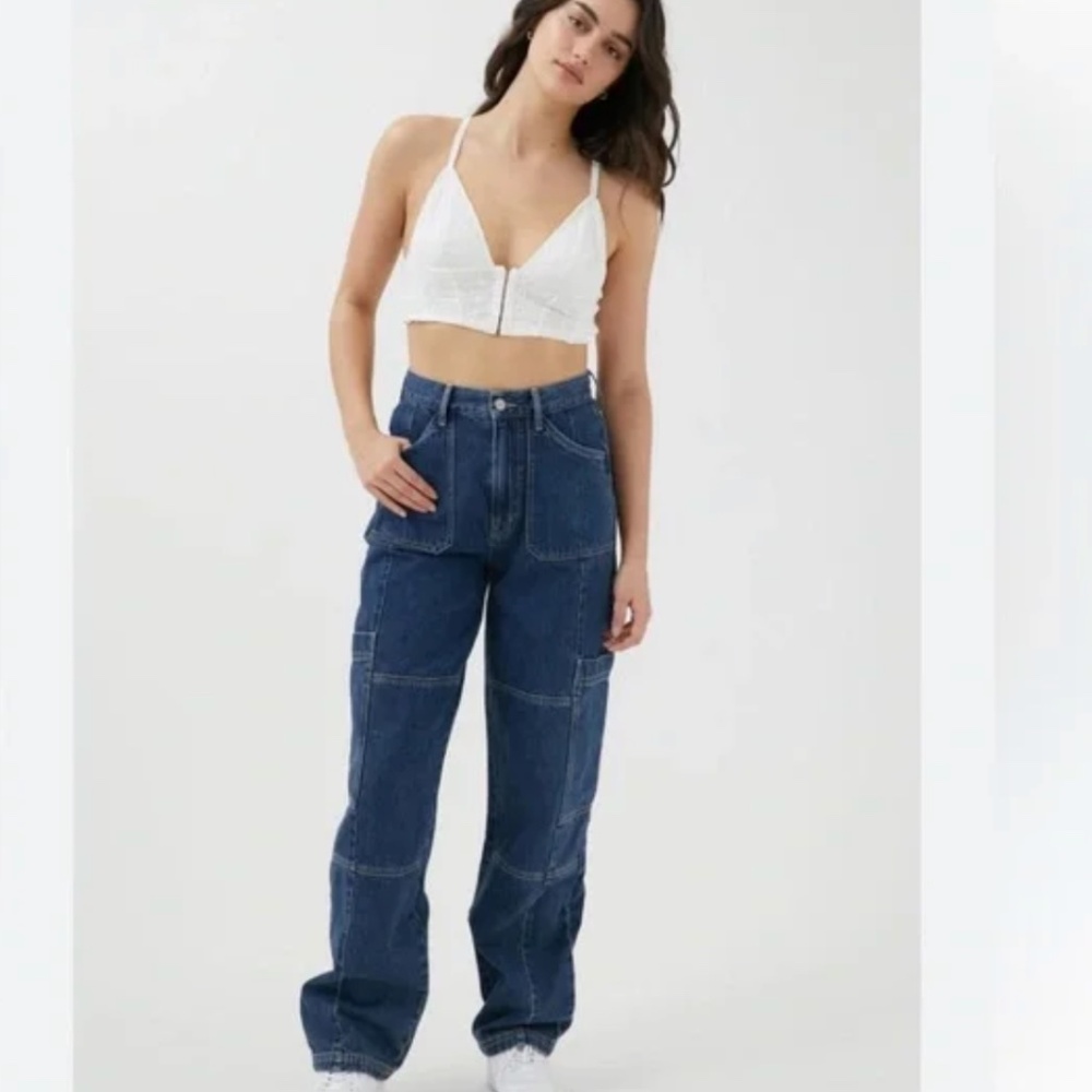 BDG Urban Outfitters High Rise Baggy Cargo Denim Women's Jeans Sz 24